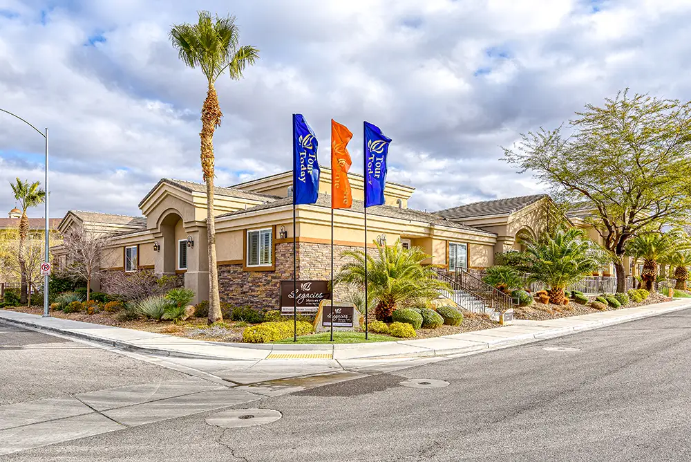 Building with Signs and Flags Building with Signs and Flags